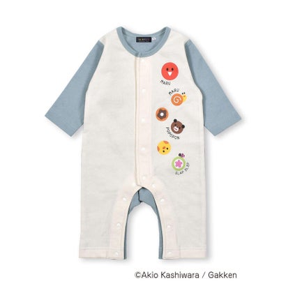 【 絵本コラボ 】 しましまぐるぐる まるまるぽぽぽん イラスト ロンパース ベ【返品不可商品】 （オフホワイト）｜詳細画像