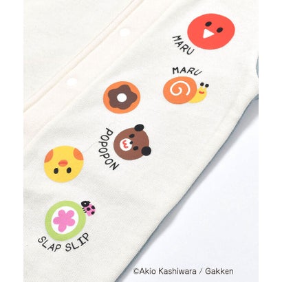 【 絵本コラボ 】 しましまぐるぐる まるまるぽぽぽん イラスト ロンパース ベ【返品不可商品】 （オフホワイト）｜詳細画像
