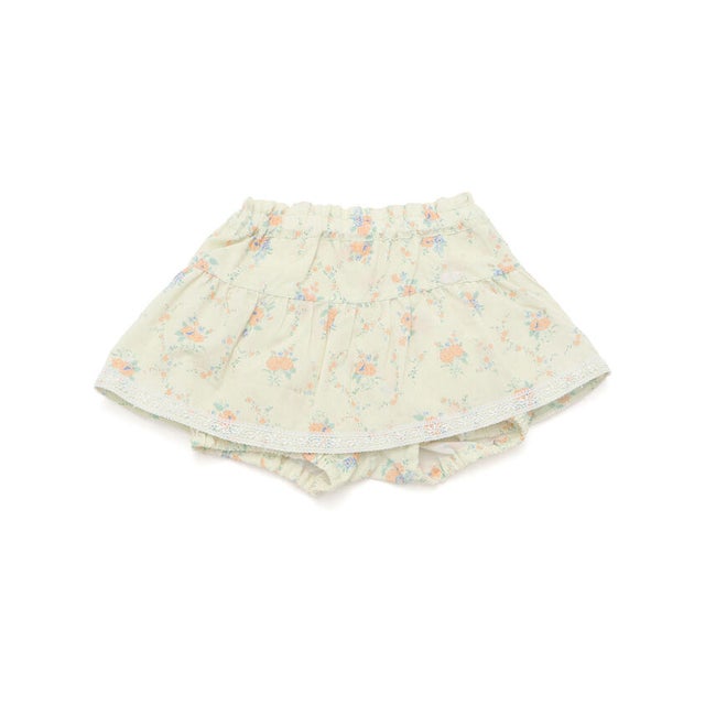 ストライプレース花柄ブルマ付きスカートベビー【返品不可商品】 （イエロー系(花柄)）