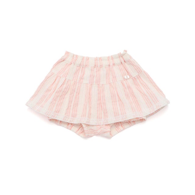 ストライプレース花柄ブルマ付きスカートベビー【返品不可商品】 （ピンク系(ストライプ)）
