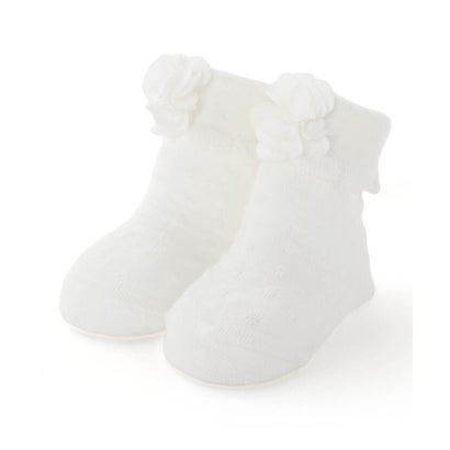 立体花モチーフソックスベビー(9~12cm) （ホワイト）｜詳細画像