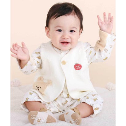 【アニマルシリーズ】ウサギクマ恐竜モチーフベストベビー(70~80cm) （ピンク）｜詳細画像