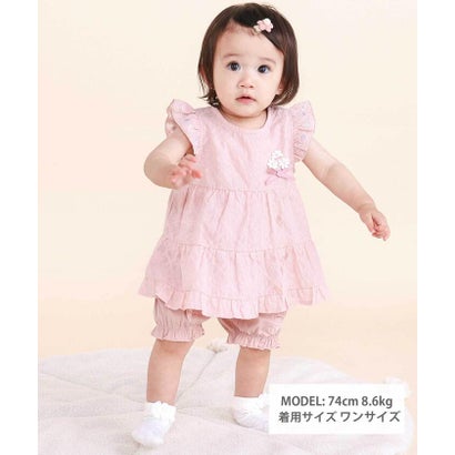 袖フリルワンピース+ブルマセットアップベビー(70~80cm) （ピンク）｜詳細画像