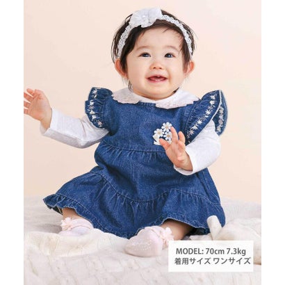 イチゴ花襟刺しゅうボディミニベビー(70~80cm) （ホワイト）｜詳細画像