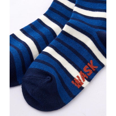 ワスク WASK カレッジロゴ＋マルチボーダー2Pショートソックス (15~24cm) （オフホワイト）｜詳細画像