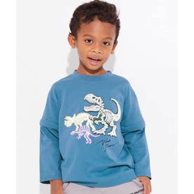 ASCENTレイヤード風ビッグ長袖Tシャツ(110~160cm) （ブルー）