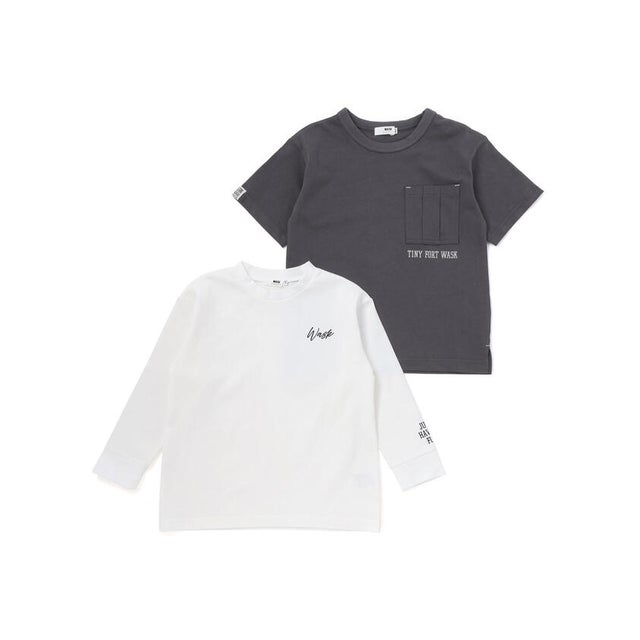 ワークポケット半袖Tシャツ＆袖ロゴロンTセット(100~160cm) （グレー）