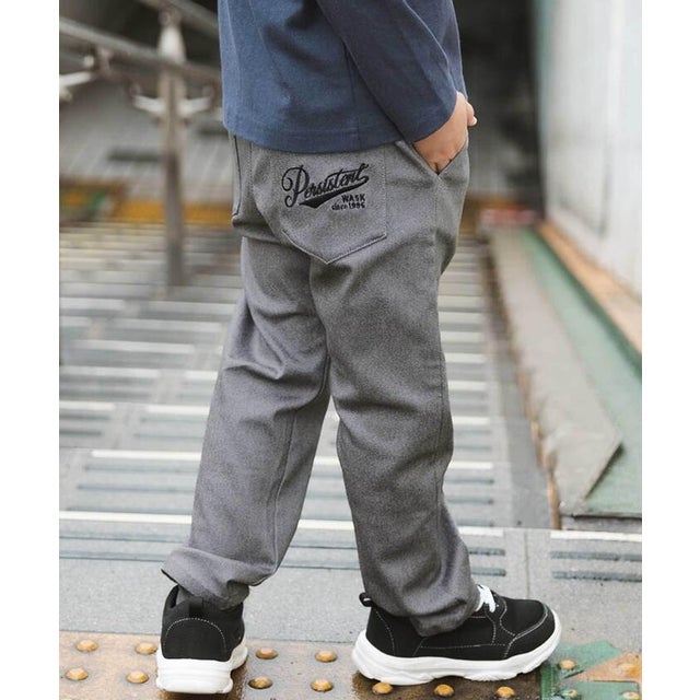 メランジストレッチ ストレートパンツ(100~160cm) （ブラック）