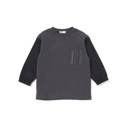 ワスク WASK 異素材スリーブ ポケットデザイン長袖Tシャツ(110~160cm) （ブラック）｜詳細画像