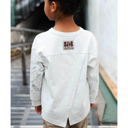 ワスク WASK 袖プリント レイヤード風ビッグ長袖Tシャツ(100~160cm) （レッド）｜詳細画像