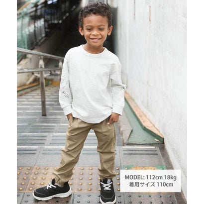 袖プリント レイヤード風ビッグ長袖Tシャツ(100~160cm) （オフホワイト系）｜詳細画像