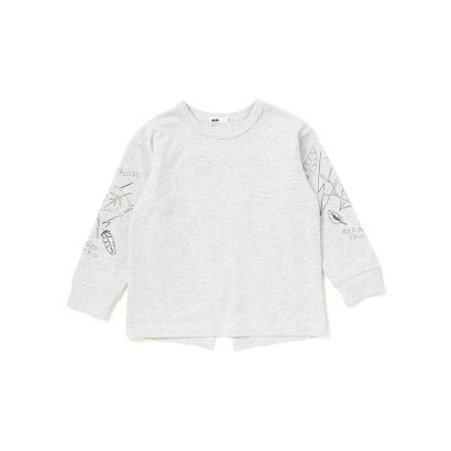 袖プリント レイヤード風ビッグ長袖Tシャツ(100~160cm) （オフホワイト系）｜詳細画像