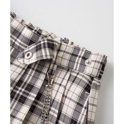 【 ニコ☆プチ 掲載 】チェーン付きチェック柄プリーツスカパン(130~160c （ベージュ系）｜詳細画像