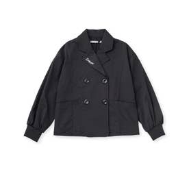 【 ニコ☆プチ 掲載 】トレンチコート風ブルゾン(130~160cm) （ブラック）
