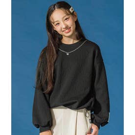 ネックレス付きキルトドロストプルオーバー(130~160cm) （ブラック）