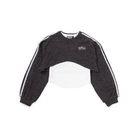 メランジニット＆長袖Tシャツ2点セット(130~160cm) （ブラック）