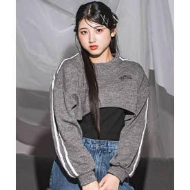 メランジニット＆長袖Tシャツ2点セット(130~160cm) （グレー）