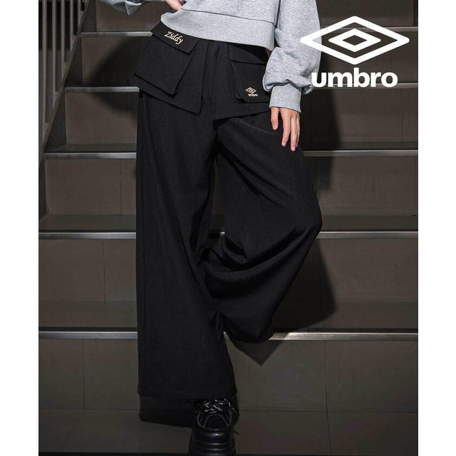 【umbro】レイヤード風パンツ(130~160cm) （ブラック）