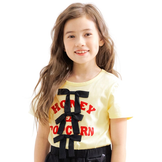 リボンプリントTシャツ （クリーム）