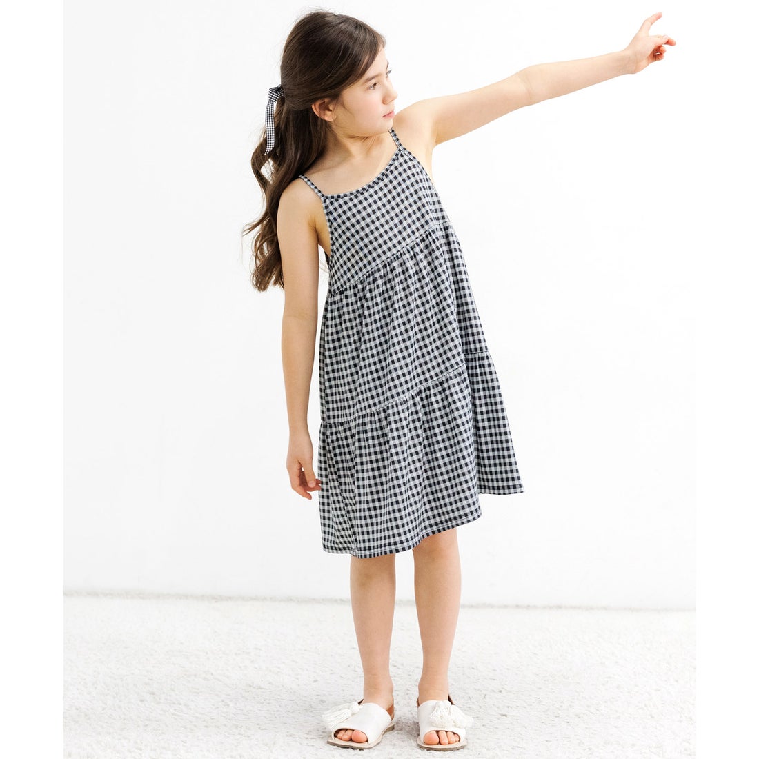 コドモフク ビー 子供服Bee キャミワンピース （ブラックギンガム