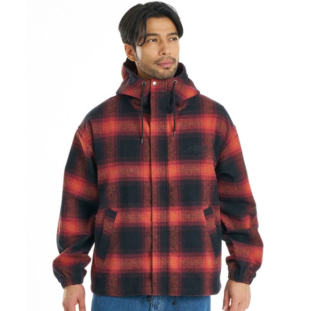 ジャケット メンズ チェック HOODED JAKCET BG012772 （RED）