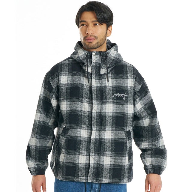 ジャケット メンズ チェック HOODED JAKCET BG012772 （BLK）