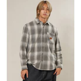 長袖 シャツ メンズ チェック ロゴ OMBRE （BLK）