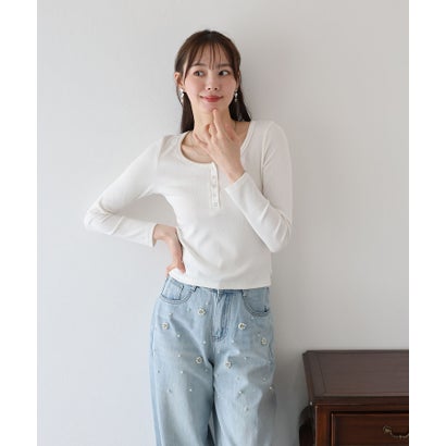 ヘンリーネック長袖Tシャツ （グレー）｜詳細画像