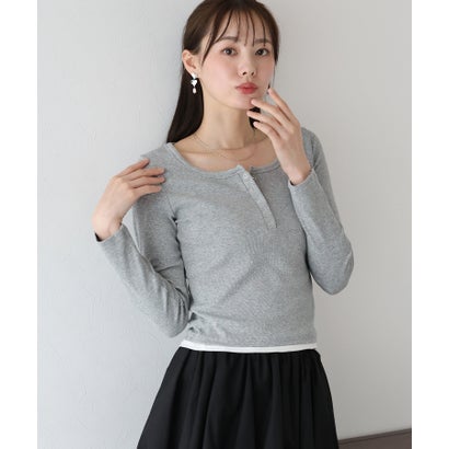 ヘンリーネック長袖Tシャツ （グレー）｜詳細画像