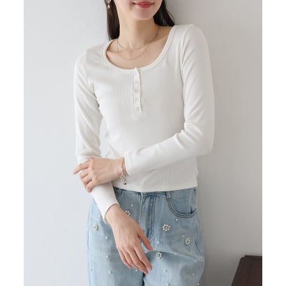 ヘンリーネック長袖Tシャツ （グレー）｜詳細画像