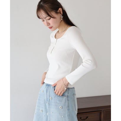 ヘンリーネック長袖Tシャツ （グレー）｜詳細画像