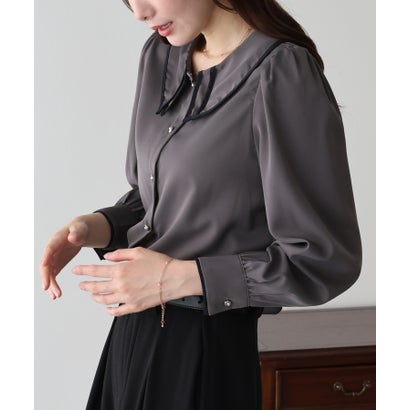 ブルーイースト BLUEEAST レイヤード襟バイカラーブラウス （ネイビー）｜詳細画像
