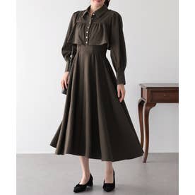 ロングスリーブスタイルアップシャツワンピース （ブラウン）