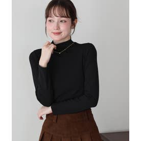 裏起毛モックネックロングTシャツ （ブラック）