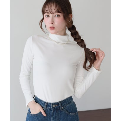 裏起毛モックネックロングTシャツ （ブラウン）｜詳細画像