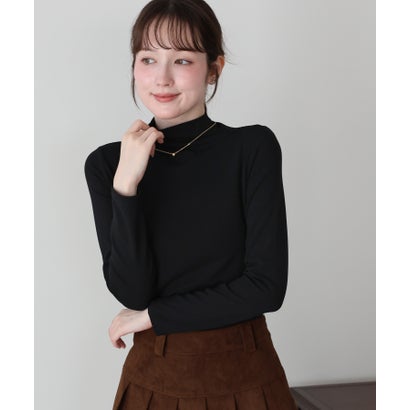 裏起毛モックネックロングTシャツ （ホワイト）｜詳細画像