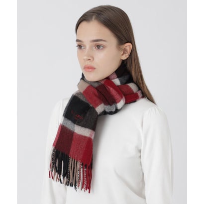 ブルーレーベル・クレストブリッジ BLUE LABEL CRESTBRIDGE クレストブリッジチェックウォッシャブルカシミヤマフラー （レッド）｜詳細画像