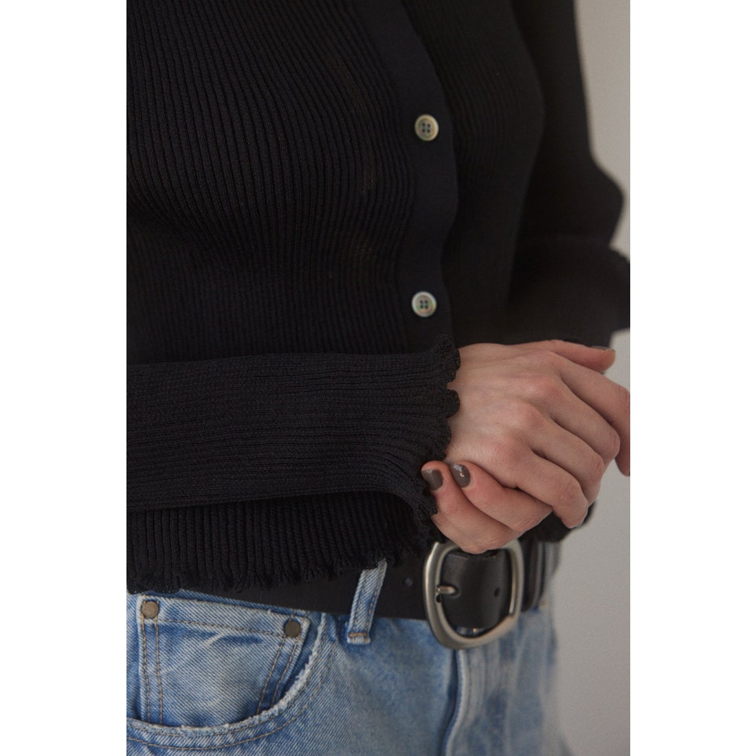 BLACK BY MOUSSY rib shirt knit tops BLK -靴＆ファッション通販 