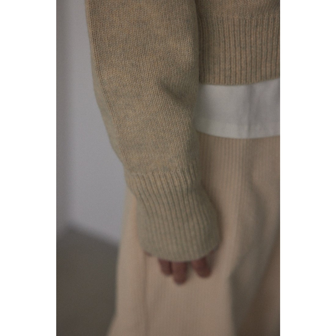 BLACK BY MOUSSY slit hem knit tops L/GRN1 -靴＆ファッション通販