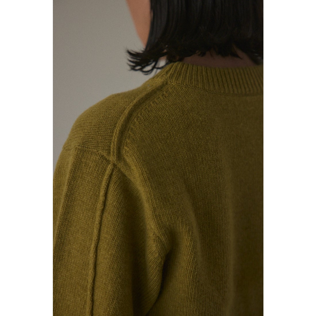 BLACK BY MOUSSY slit hem knit tops L/GRN1 -ファッション通販