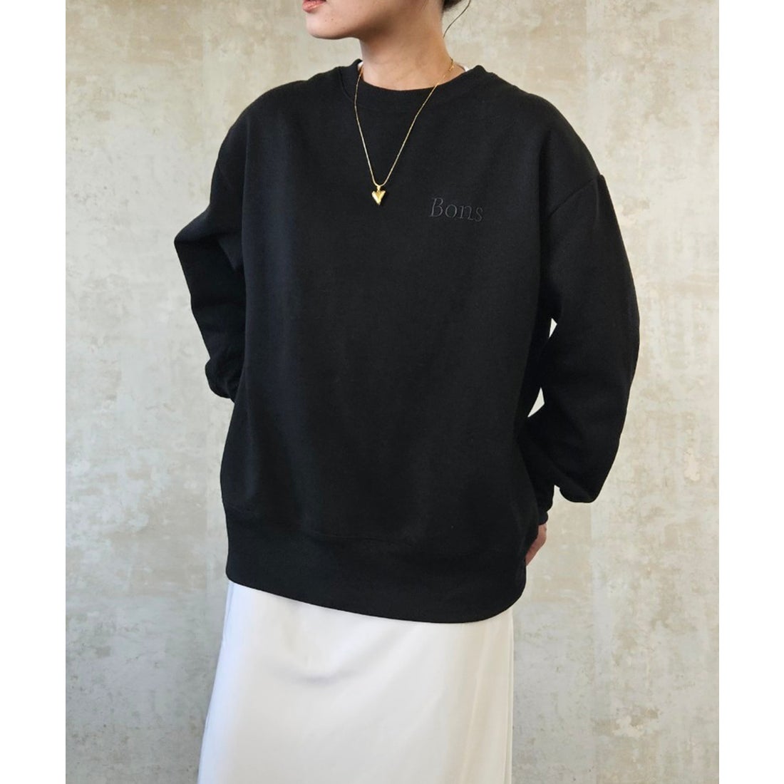 ボンジュールサガン BONJOUR SAGAN 裏起毛Bonsロゴスウェット （BLACK