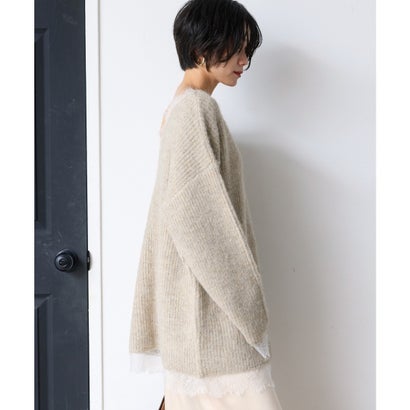ボンジュールサガン BONJOUR SAGAN 前後2WAYレースドッキングニットプルオーバー （BEIGE）｜詳細画像