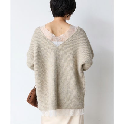ボンジュールサガン BONJOUR SAGAN 前後2WAYレースドッキングニットプルオーバー （BEIGE）｜詳細画像