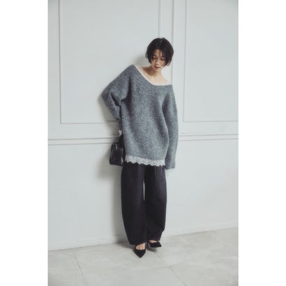 前後2WAYレースドッキングニットプルオーバー （GRAY）｜詳細画像
