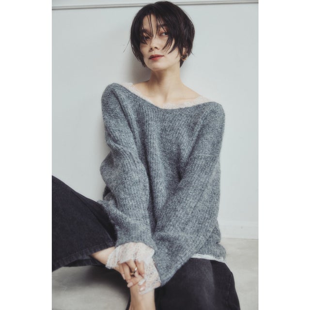前後2WAYレースドッキングニットプルオーバー （GRAY）