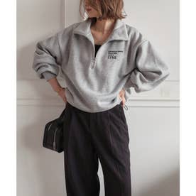裏起毛刺繍ハーフジップスウェット （GRAY）