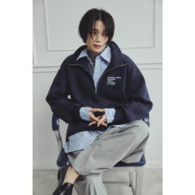 裏起毛刺繍ハーフジップスウェット （NAVY）