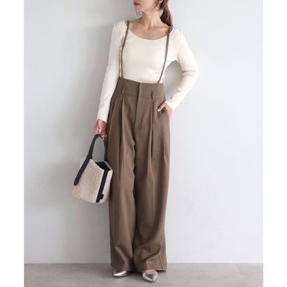 ボンジュールサガン BONJOUR SAGAN ピンストライプサス付きパンツ （KHAKI-BEIGE）｜詳細画像
