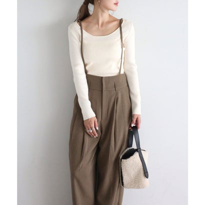 ボンジュールサガン BONJOUR SAGAN ピンストライプサス付きパンツ （KHAKI-BEIGE）｜詳細画像