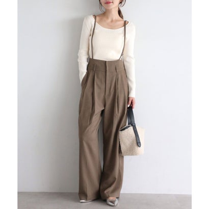 ボンジュールサガン BONJOUR SAGAN ピンストライプサス付きパンツ （KHAKI-BEIGE）｜詳細画像